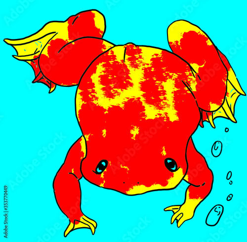 Illustrazione digitale di una rana platanna (Xenopus laevis) in stile cartoon