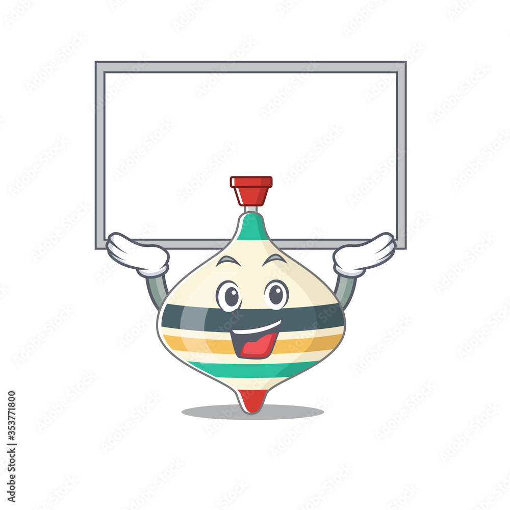 Caricature character of top toy succeed lift up a board Caricature character of top toy succeed lift up a board