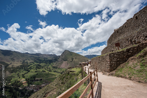 The Sacred Valley and the Inca ruins of Pisac, near Cuzco Peru.