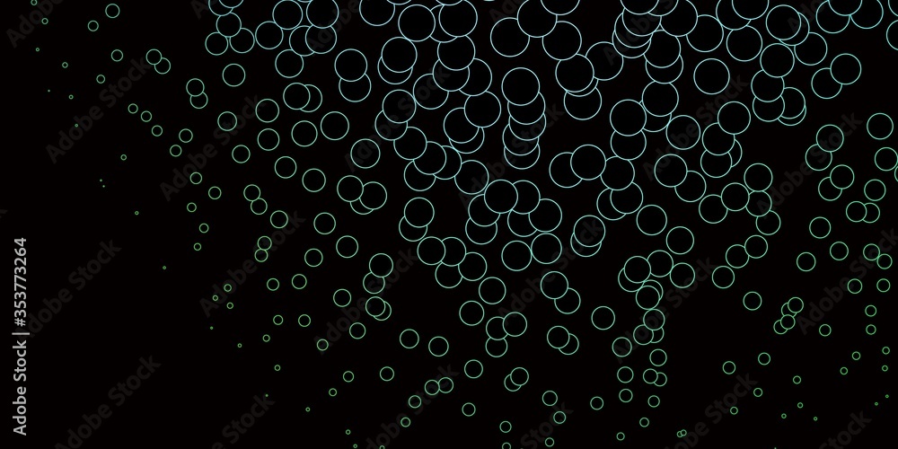 Dark Blue, Green vector backdrop with dots. Abstract decorative design in gradient style with bubbles. Pattern for wallpapers, curtains.