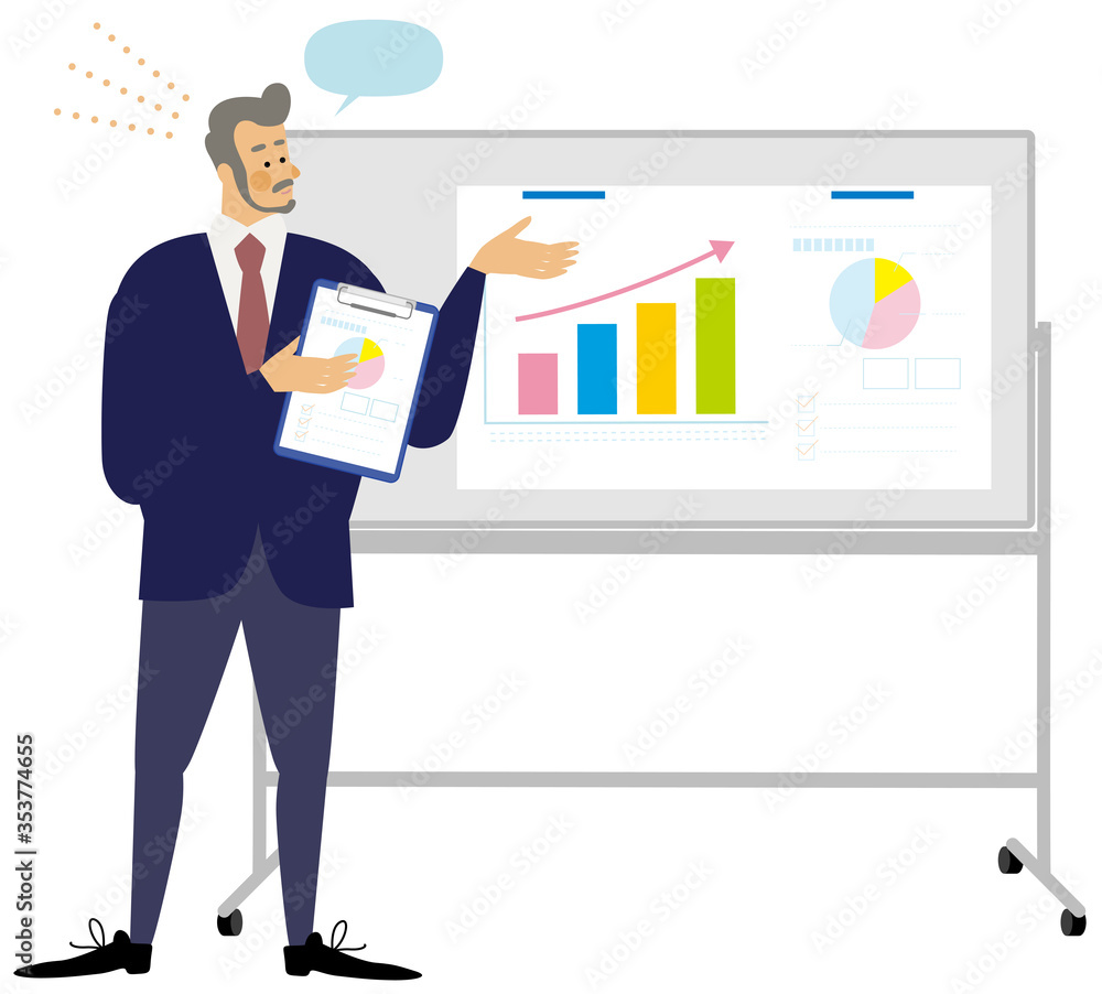 Fototapeta premium 授業,プレゼンテーション,営業,ビジネス,イラスト