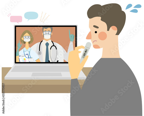 hospital,オンライン診察,ニュース ,オンラインセミナー,イラスト