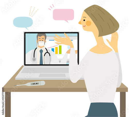 hospital,オンライン診察,ニュース ,オンラインセミナー,イラスト