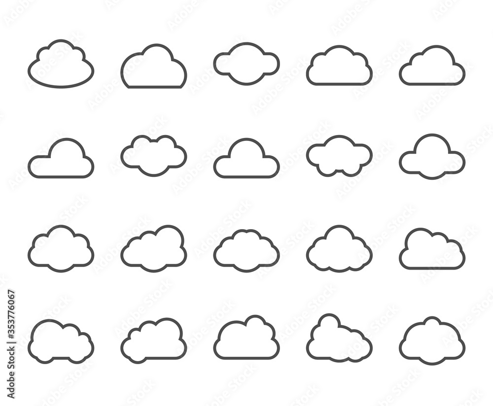 Cloud shapes collection. Cloud icons for cloud computing web and app. Simplus series Cloud shapes collection. Cloud icons for cloud computing web and app. Simplus series