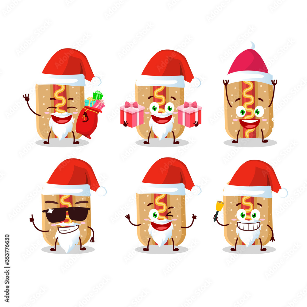 Santa Claus emoticons with hotdog cartoon character Santa Claus emoticons with hotdog cartoon character