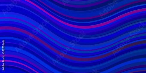 Fototapeta Naklejka Na Ścianę i Meble -  Dark Pink, Blue vector layout with wry lines. Colorful illustration with curved lines. Template for your UI design.