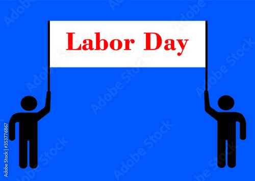Demonstration of workers with posters on labor day. The meeting. Template for text. Human rights. Labor Union. Freedom of speech. Democracy. Policy. Vector image. Poster. Billboard.