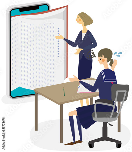 オンライン授業,オンライン学習,online,検索,インターネット ,オンライン会議,タブレット,イラスト,電子書籍