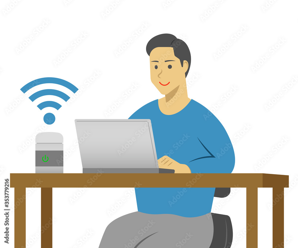 wifiを使う男性 wifiを使う男性