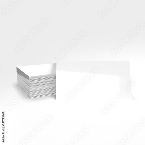 Blank name cards in 3D rendering on a white background.