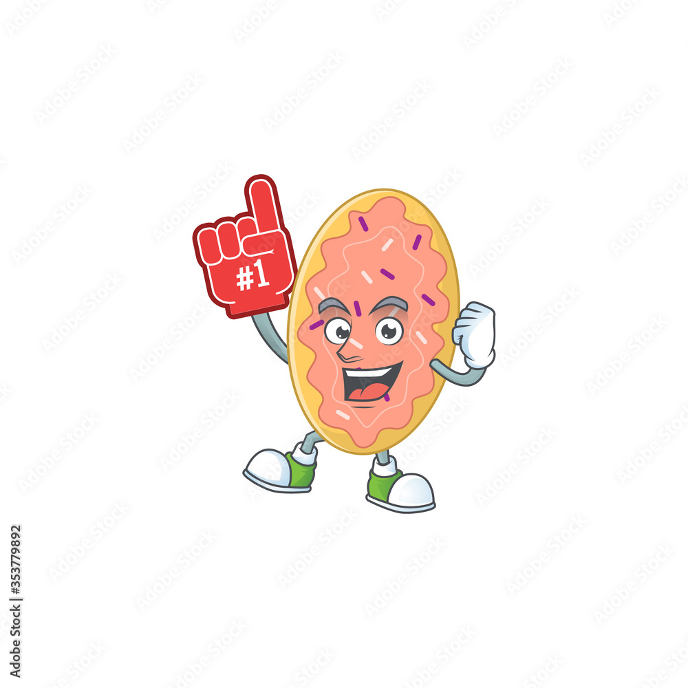 Bread Cartoon character design style with a red foam finger