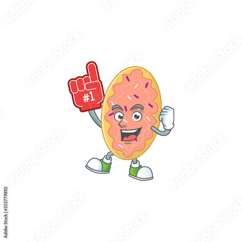 Bread Cartoon character design style with a red foam finger