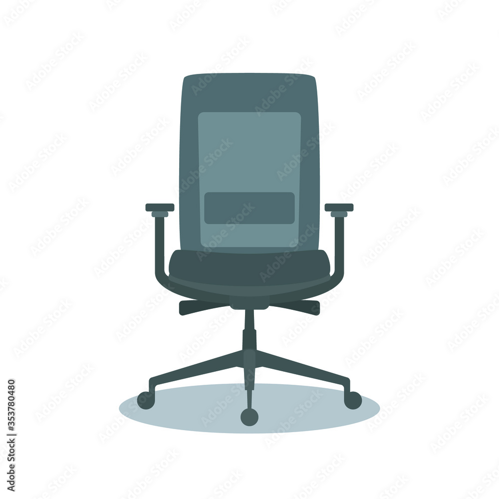 Office chair flat design icon isolated on white Office chair flat design icon isolated on white