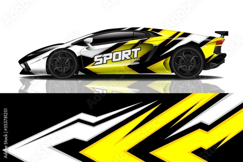 Sports car wrapping decal design