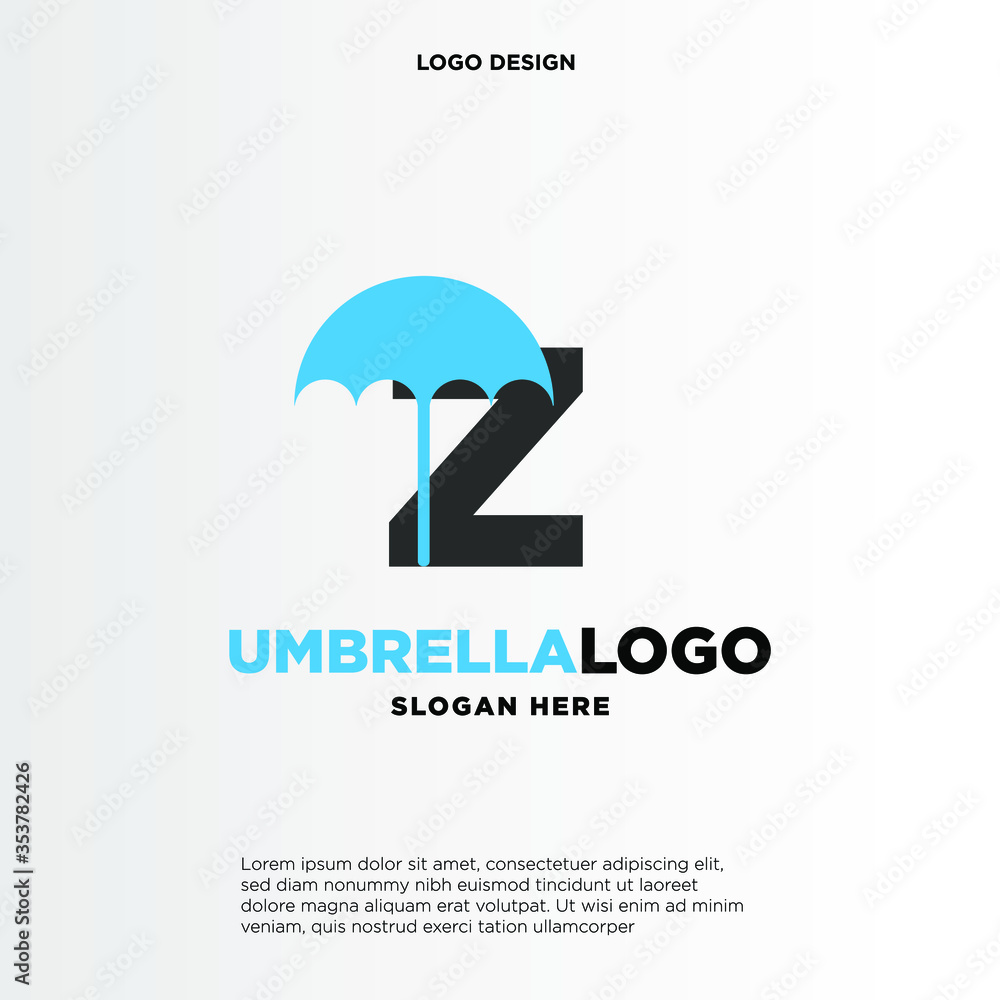 Z initial logo design with an umbrella Z initial logo design with an umbrella