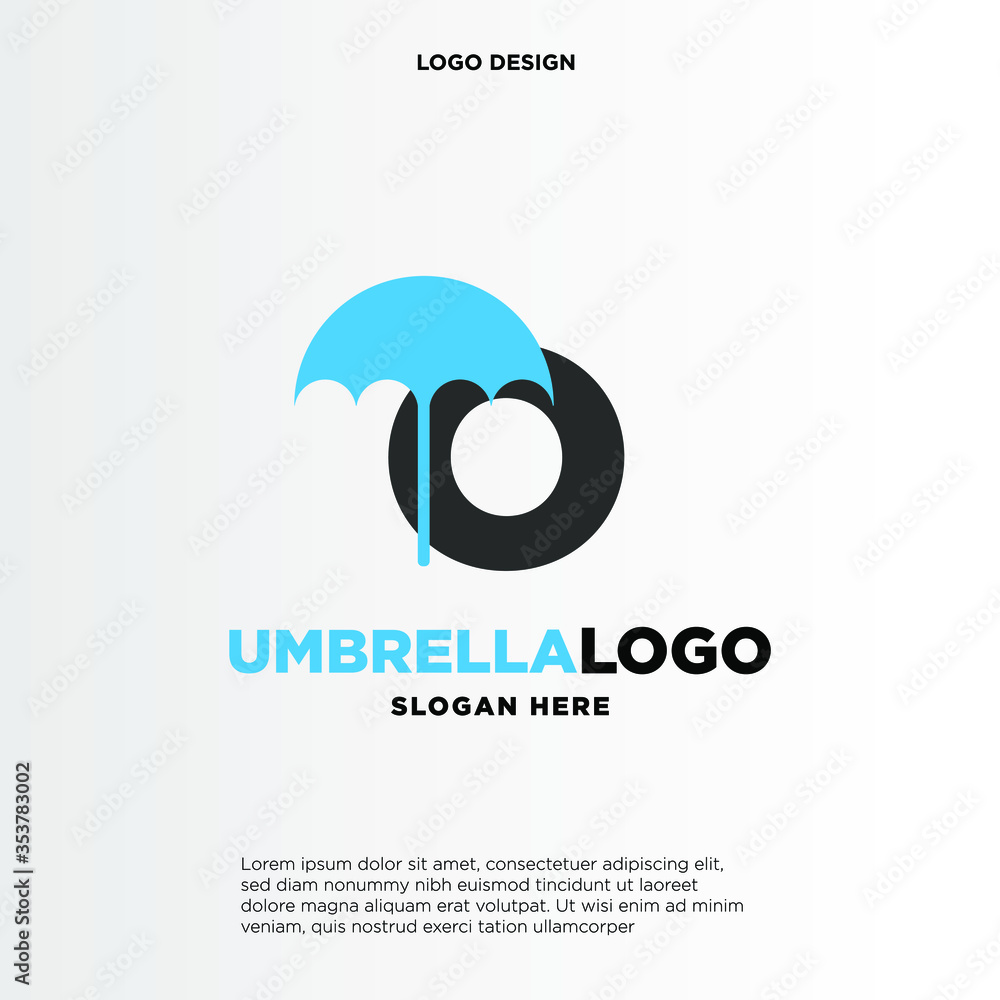 O initial logo design with an umbrella O initial logo design with an umbrella