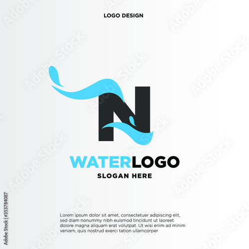 letter N water splash vector logo design