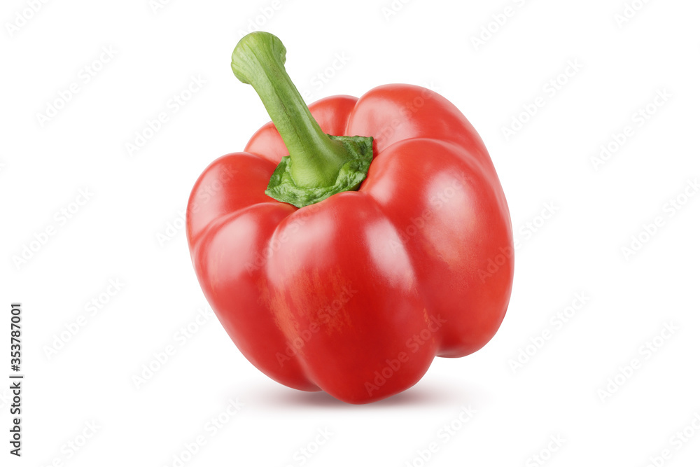 red bell pepper or capsicum isolated on white background. Full depth of field. Cut with the pen tool. red bell pepper or capsicum isolated on white background. Full depth of field. Cut with the pen tool.