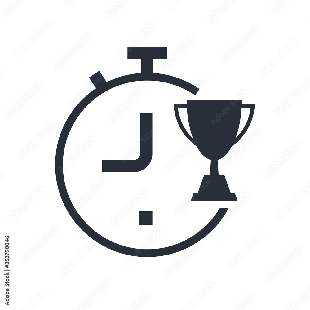 Cup and clock. Prize time. Vector icon isolated on white background. Cup and clock. Prize time. Vector icon isolated on white background.