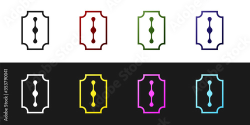 Set Blade razor icon isolated on black and white background. Vector Illustration.