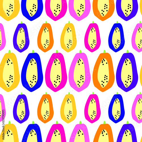 Seamless pattern with papaya. Vector illustration