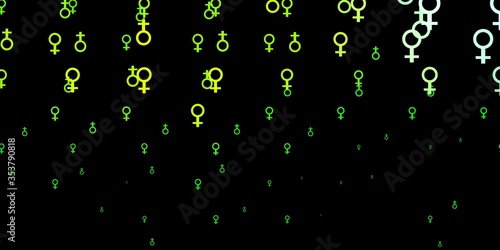 Light Green, Yellow vector texture with women's rights symbols.