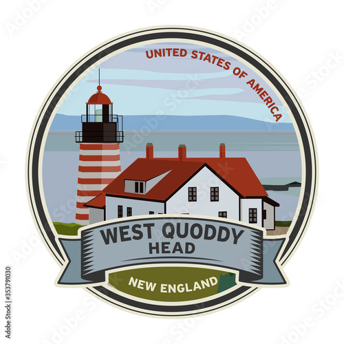 West Quoddy Head lighthouse, Maine in New England