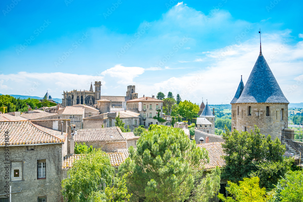 View of Carcassonne from the fortress - Languedoc, France