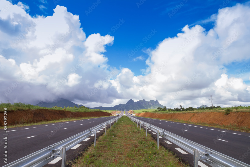 road to the sky in the tropical island of Mauritius.