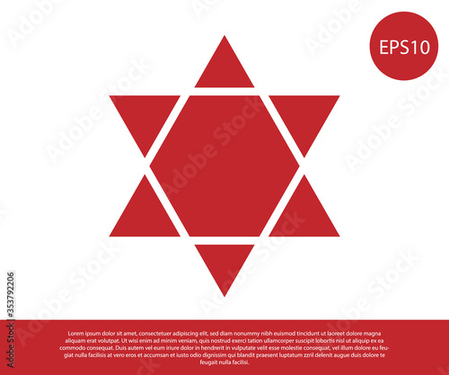 Red Star of David icon isolated on white background. Jewish religion symbol. Symbol of Israel. Vector Illustration.