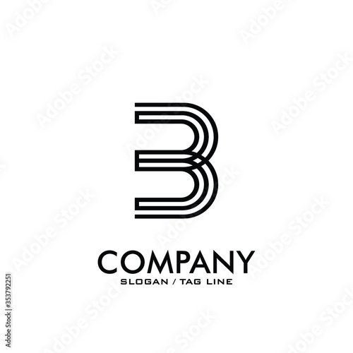 letter B lines logo design vector