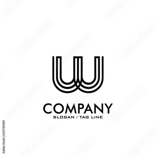 letter W lines logo design vector
