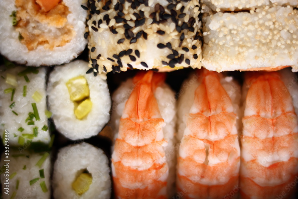 Sushi set. Directly above. Sushi set. Directly above.