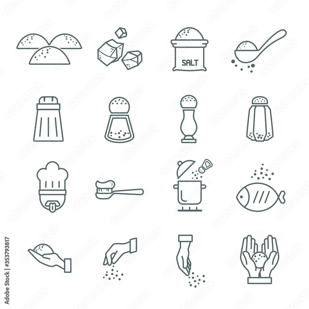Salt icon set, salt symbol set