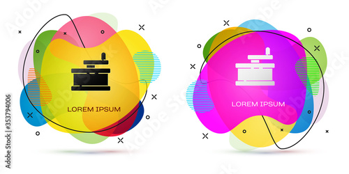 Color Manual grinder icon isolated on white background. Abstract banner with liquid shapes. Vector Illustration.