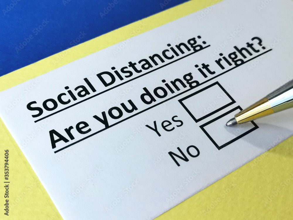 One person is answering question about social distancing. One person is answering question about social distancing.