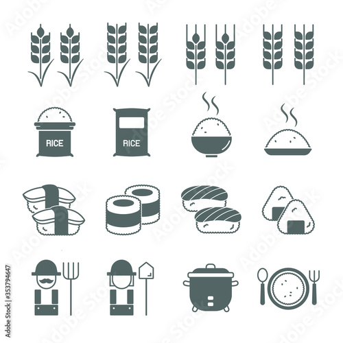 Rice icon set on white 1