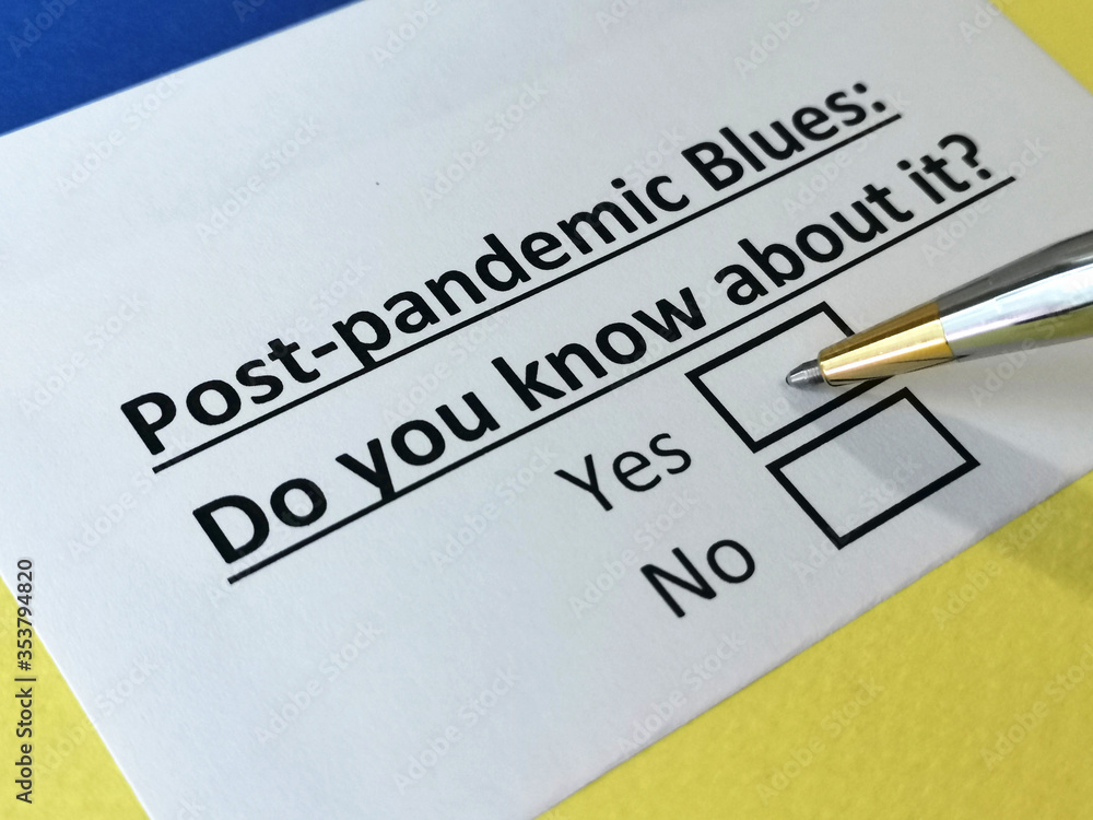 One person is answering question about post-pandemic blues. One person is answering question about post-pandemic blues.