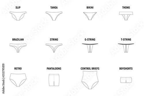 Types of panties for women.