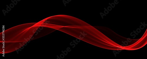  Abstract red wave curve smooth on black design modern luxury technology background illustration. 