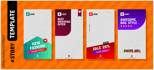 Social Media Stories. Trendy editable story template for Social Media. Promo Brand Fashion. Facebook Stories & Instagram Stories Template. Vector Illustration Template Stories set