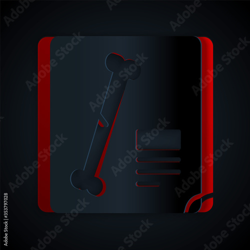 Paper cut X-ray shots icon isolated on black background. Paper art style. Vector Illustration.