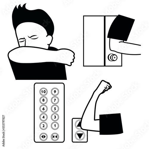 Please elbow to cough or sneeze, Don't touch anything vector
