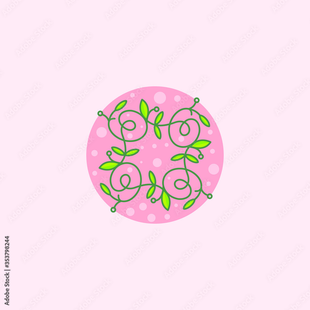 Logo design inspiration with simple decorative plants. Logo design inspiration with simple decorative plants.