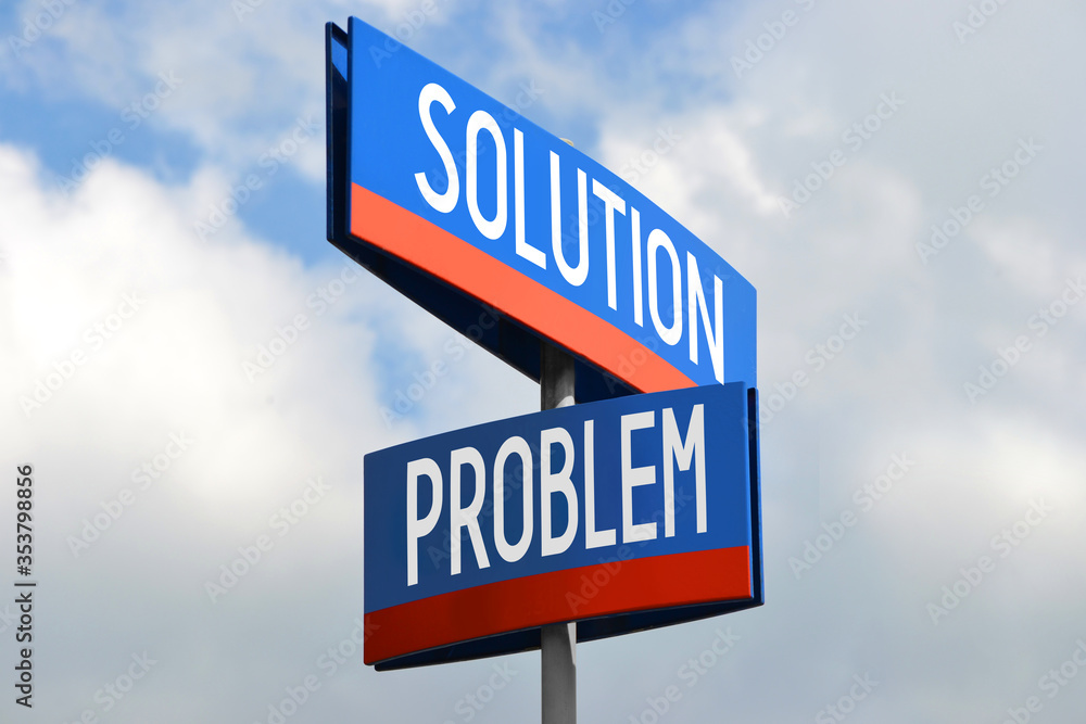 Obraz premium Problem and solution street sign