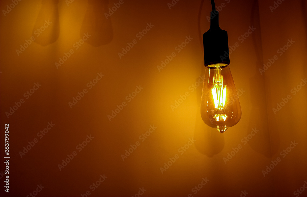 focused yellow light glass bulb with fixture and gradient light focused yellow light glass bulb with fixture and gradient light