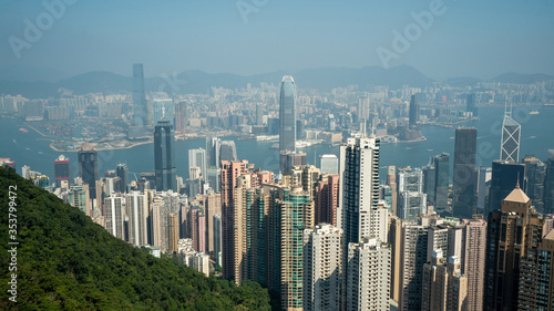 View from Victoria Peak of high rise buildings in Hong Kong © Paul