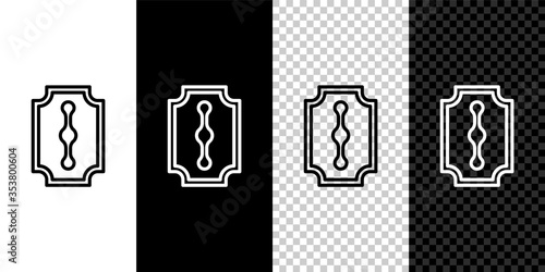 Set line Blade razor icon isolated on black and white background. Vector Illustration.