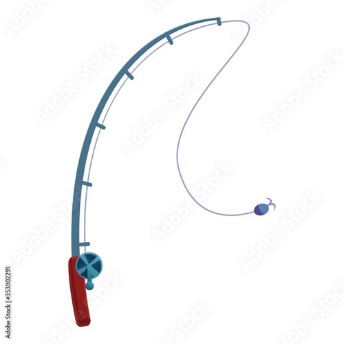 Sport fishing rod icon. Cartoon of sport fishing rod vector icon for web design isolated on white background