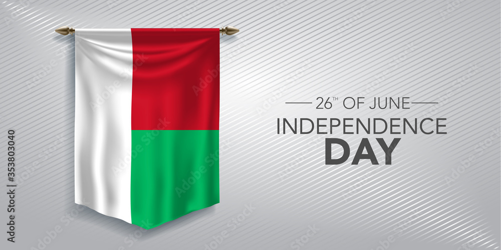 Fototapeta premium Madagascar independence day greeting card, banner, vector illustration